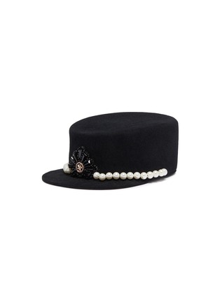 首图 - 点击放大 - GLADYS TAMEZ - Bailey人造珍珠及仿水晶帽带毛毡短檐帽