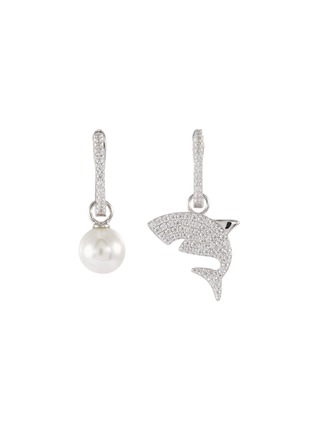 首图 - 点击放大 - HEFANG - 贝壳珍珠及锆石大白鲨不对称纯银耳环