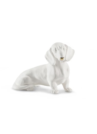首图 –点击放大 - AVERY - 小号腊肠犬造型陶瓷雕塑－白色及金色
