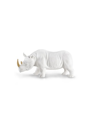 首图 –点击放大 - AVERY - 中号犀牛造型陶瓷雕塑－白色及金色