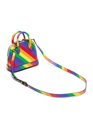 细节 - 点击放大 - BALENCIAGA - Ville XXS品牌名称彩虹条纹真皮手提包