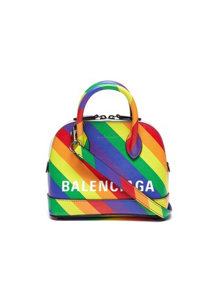 首图 - 点击放大 - BALENCIAGA - Ville XXS品牌名称彩虹条纹真皮手提包
