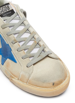 细节 - 点击放大 - GOLDEN GOOSE - Superstar做旧感绒面真皮运动鞋