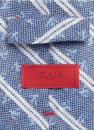 细节 - 点击放大 - ISAIA - 珊瑚图案斜条纹纯棉领带