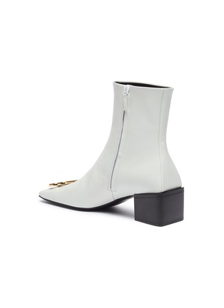  - BALENCIAGA - BB金属缀饰真皮方头粗跟短靴