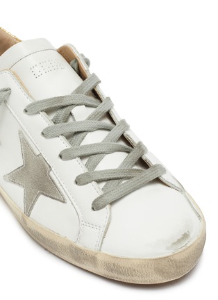 细节 - 点击放大 - GOLDEN GOOSE - Superstar裂纹拼贴做旧感真皮运动鞋