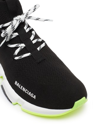 细节 - 点击放大 - BALENCIAGA - Speed拼色鞋底系带针织运动鞋