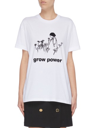 首图 - 点击放大 - STELLA MCCARTNEY - grow power人像花卉图案纯棉T恤