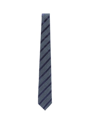 模特儿示范图 - 点击放大 - STEFANOBIGI MILANO - Arno拼色条纹丝混羊毛领带