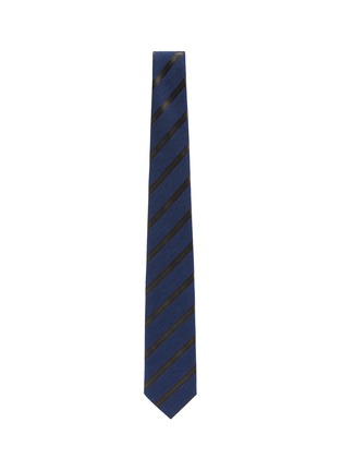 模特儿示范图 - 点击放大 - STEFANOBIGI MILANO - Arno拼色条纹丝混羊毛领带