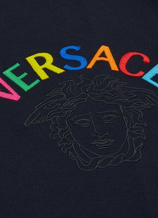  - VERSACE - 条纹点缀logo美杜莎图案polo衫