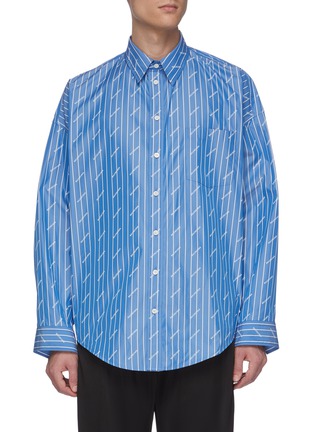 首图 - 点击放大 - BALENCIAGA - 品牌名称条纹混棉衬衫