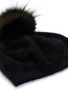 细节 - 点击放大 - YVES SALOMON - 拼色狐毛毛球针织贝雷帽