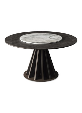 首图 –点击放大 - CIPRIANI HOMOOD - 黑胡桃木金属圆形餐桌及银色大理石转盘两件套-深棕色