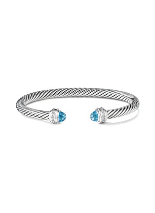 细节 –点击放大 - DAVID YURMAN - ‘Cable Classics’ sterling silver diamond blue topaz cuff