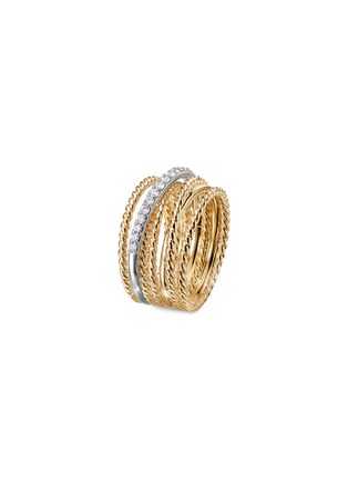 首图 –点击放大 - DAVID YURMAN - Diamond silver multi row crossover wide band ring