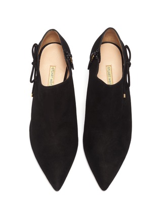 细节 - 点击放大 - STUART WEITZMAN - Avita侧镂空尖头绒面真皮高跟鞋