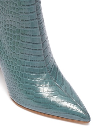 Raelle尖头鳄鱼纹真皮粗跟短靴展示图