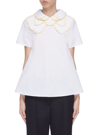 首图 - 点击放大 - LEAL DACCARETT - Brilliante拼色围边花卉造型领口棉质T恤