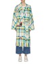 首图 - 点击放大 - MIRA MIKATI - 包裹式趣味图案腰带流苏格纹纯棉大衣
