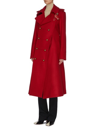 细节 - 点击放大 - MONSE - 手握别针缀饰斜开襟混初剪羊毛大衣