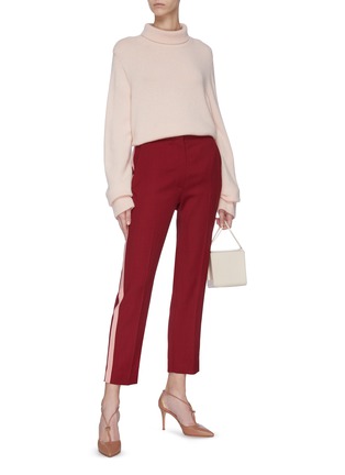 模特儿示范图 - 点击放大 - ROKSANDA - Colwyn侧条纹褶裥修身混初剪羊毛长裤