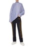 模特儿示范图 - 点击放大 - THE KEIJI - 可拆式衣领及前襟条纹纯棉衬衫