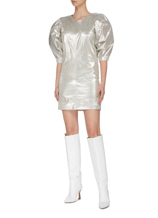 模特示范图 - 点击放大 - ISABEL MARANT - RADELA羊腿袖金属丝线混棉连衣裙