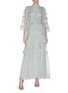 模特儿示范图 - 点击放大 - NEEDLE & THREAD - 木耳边层叠衣袖花卉蕾丝礼服裙