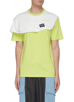首图 - 点击放大 - FENG CHEN WANG - 拼接搭叠品牌名称纯棉T恤