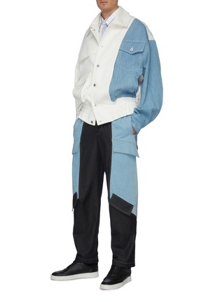 模特儿示范图 - 点击放大 - FENG CHEN WANG - 拼接牛仔衣袖夹克