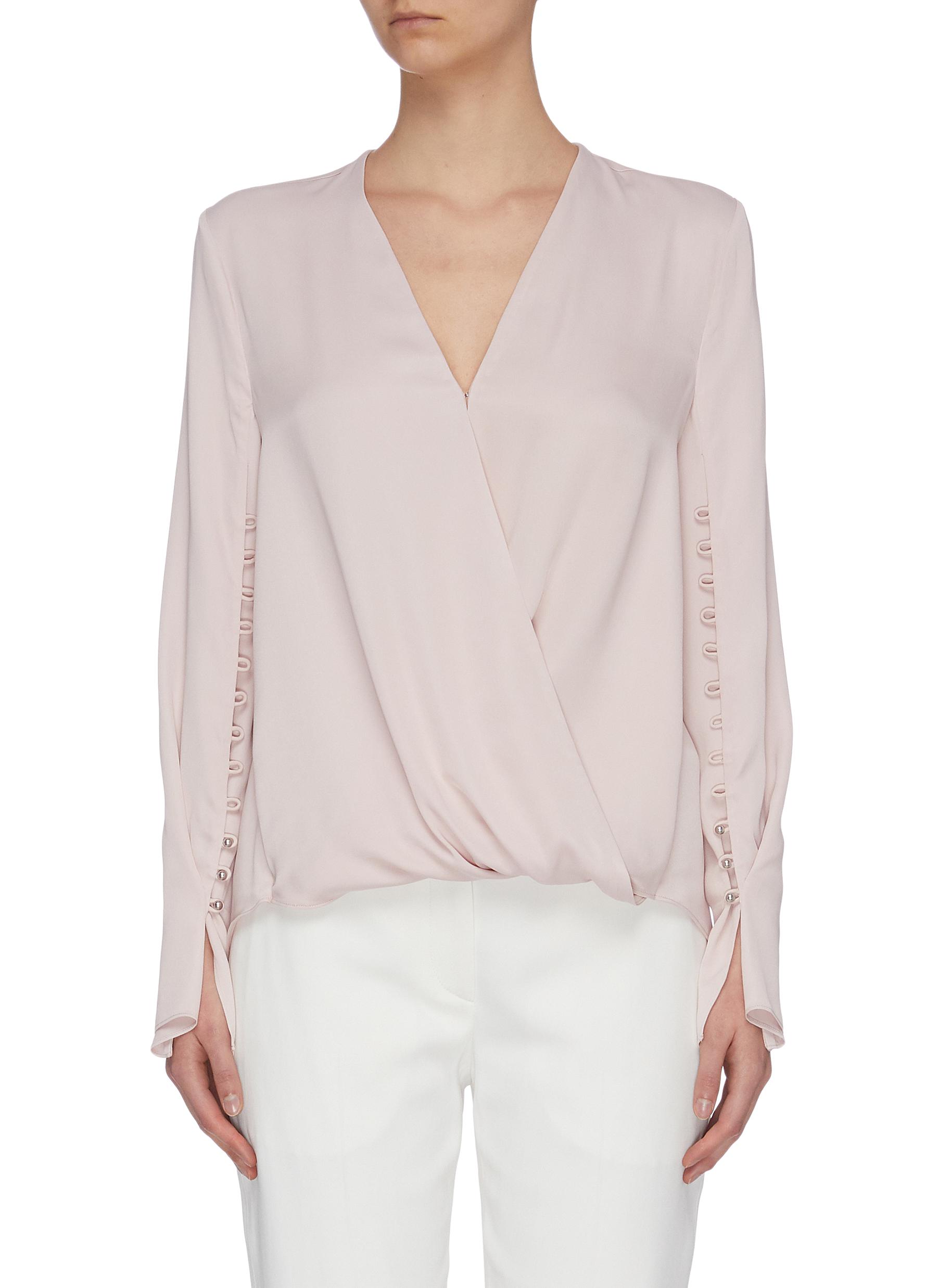 3.1 Phillip Lim Mock Wrap Satin Blouse In Pink