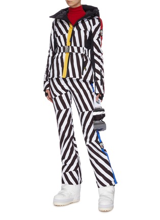 模特儿示范图 - 点击放大 - ROSSIGNOL - X JCC Skifi拼色斜条纹拉链裤脚口功能滑雪裤
