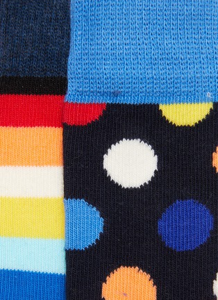 细节 - 点击放大 - HAPPY SOCKS - 儿童款拼色波点条纹针织袜两件套