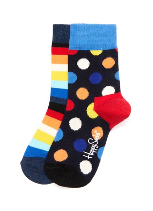 首图 - 点击放大 - HAPPY SOCKS - 儿童款拼色波点条纹针织袜两件套