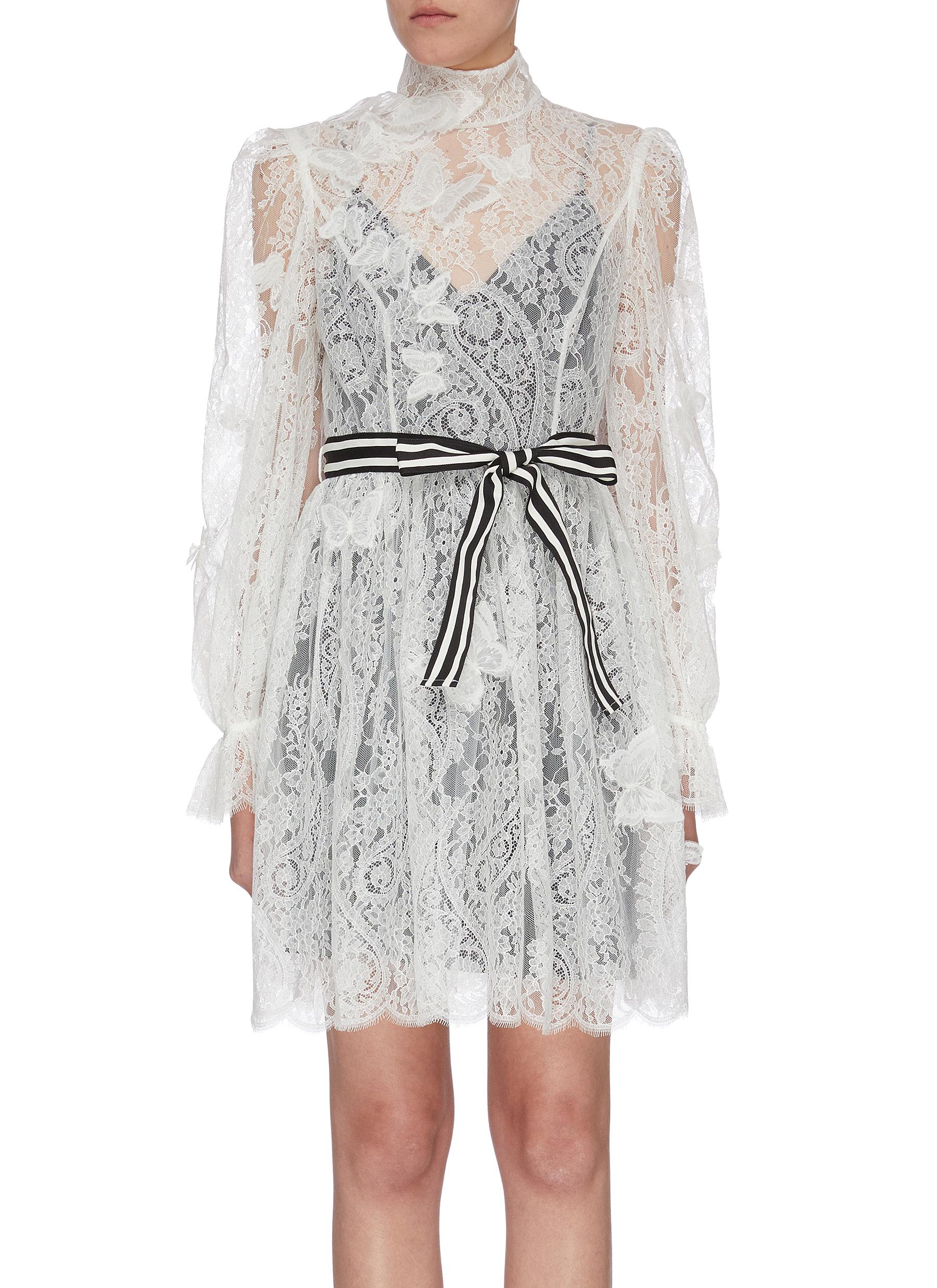 Zimmermann 'super Eight' Butterfly Lace Mini Dress In White ModeSens