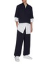 模特儿示范图 - 点击放大 - 3.1 PHILLIP LIM - 松紧下摆条纹短袖衬衫