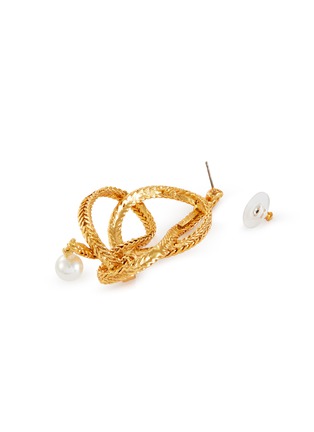 细节 - 点击放大 - OSCAR DE LA RENTA - 人造珍珠点缀链条造型金属耳环