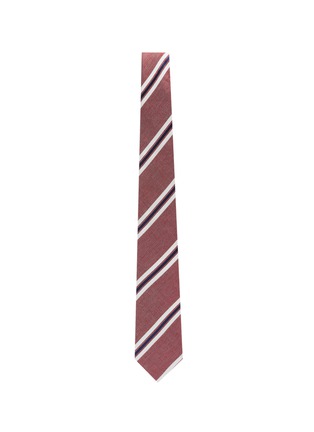 模特儿示范图 - 点击放大 - STEFANOBIGI MILANO - ARNO拼色条纹丝混亚麻及棉领带