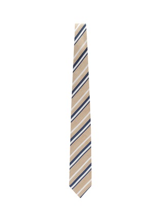 模特儿示范图 - 点击放大 - STEFANOBIGI MILANO - Regimental拼色条纹丝混亚麻领带