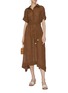 模特儿示范图 - 点击放大 - LISA MARIE FERNANDEZ - 珠饰腰带混亚麻衬衫式连衣裙