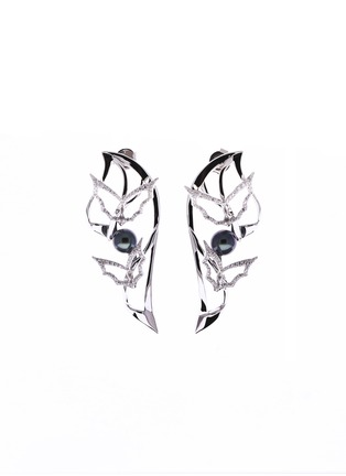 首图 - 点击放大 - GONG SHANG - 五福临门钻石淡水珍珠18ct白金蝙蝠造型耳环