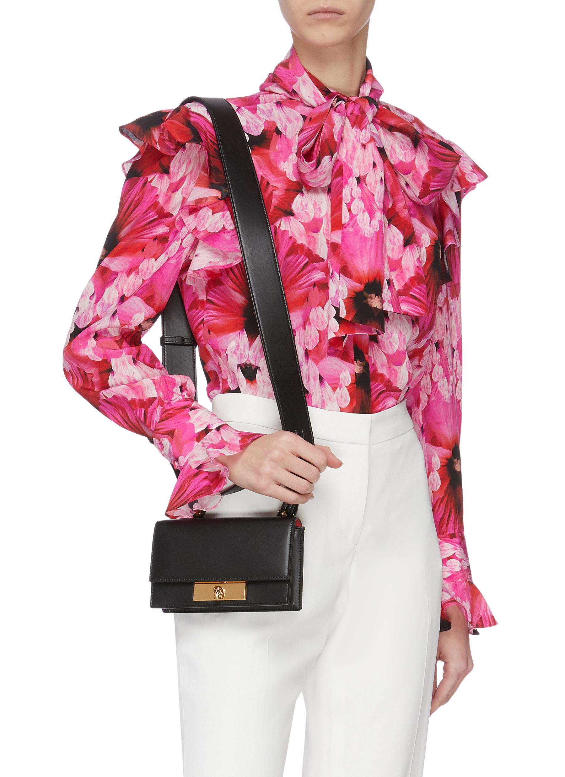 ALEXANDER MCQUEEN SKULL LOCK LEATHER CROSSBODY BAG