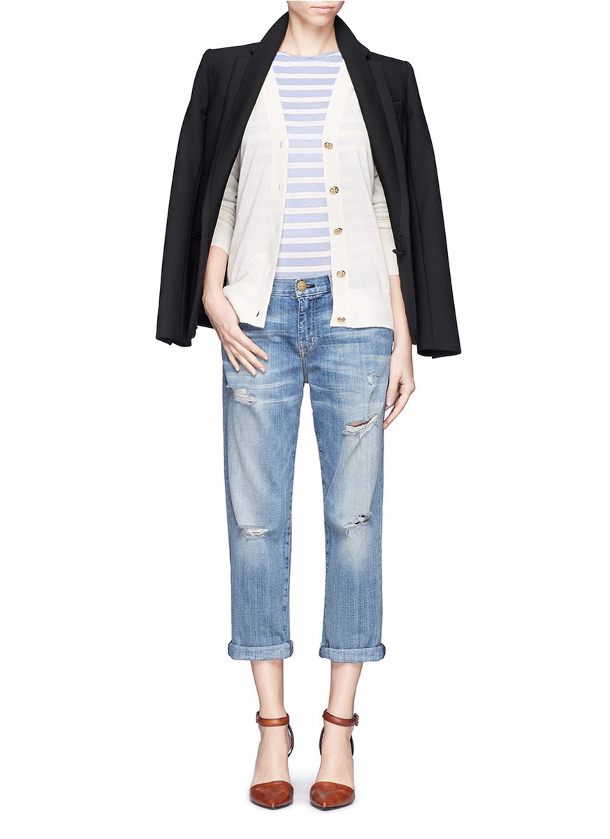 tory burch - 羊绒外套 - 特卖 | 白色 羊毛开衫 针织衫 | 女装