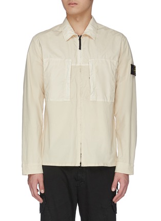 首图 - 点击放大 - STONE ISLAND - 可拆式品牌标志徽章拉链口袋拉链纯棉衬衫式夹克