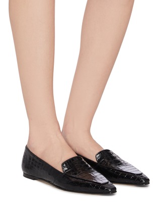 模特儿示范图 - 点击放大 - AEYDE - AURORA鳄鱼纹真皮乐福鞋