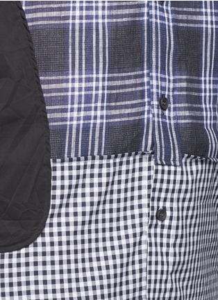 细节 - 点击放大 - MAISON MARGIELA - 大小格纹拼接亚麻衬衫