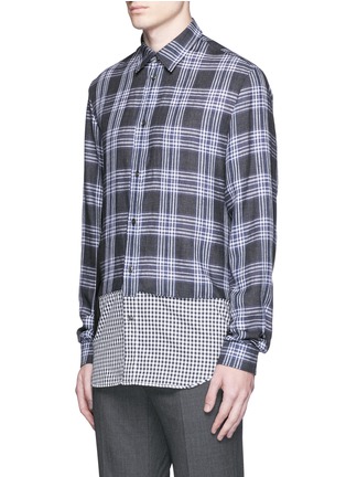 正面 -点击放大 - MAISON MARGIELA - 大小格纹拼接亚麻衬衫