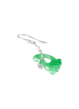 细节 - 点击放大 - SAMUEL KUNG - 'Foot' diamond jade 18k white gold earrings