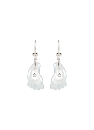 首图 - 点击放大 - SAMUEL KUNG - 'Feet' diamond jade 18k white gold earrings